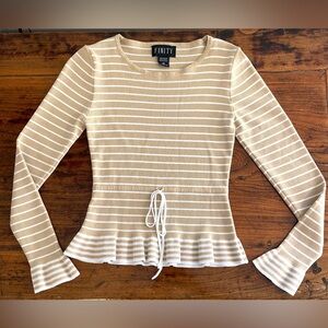 Finity Tan and White Striped‎ Top